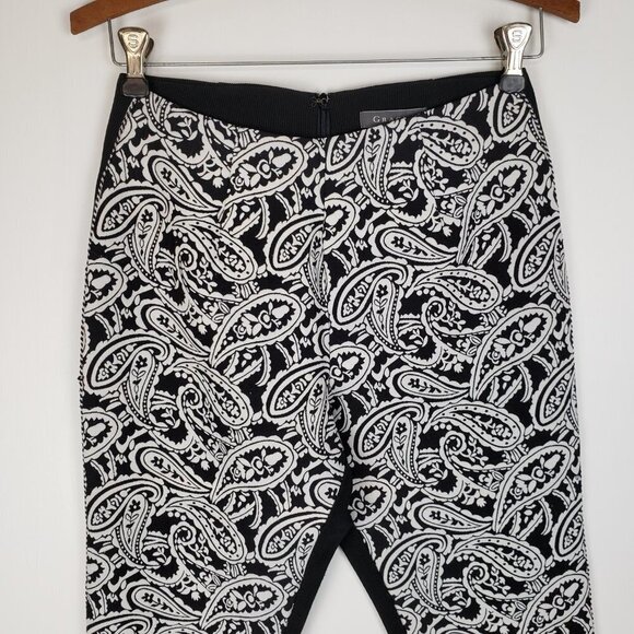 Gracia Colorblock Ankle Pants Black White Paisley Front Womens Size Small - Picture 3 of 9